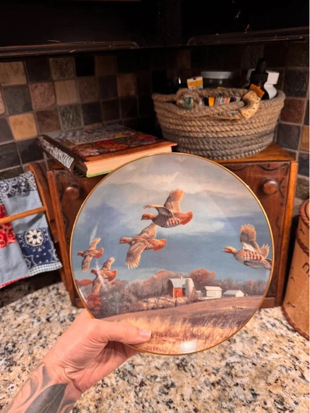Farmland Covey collectible hunting plate