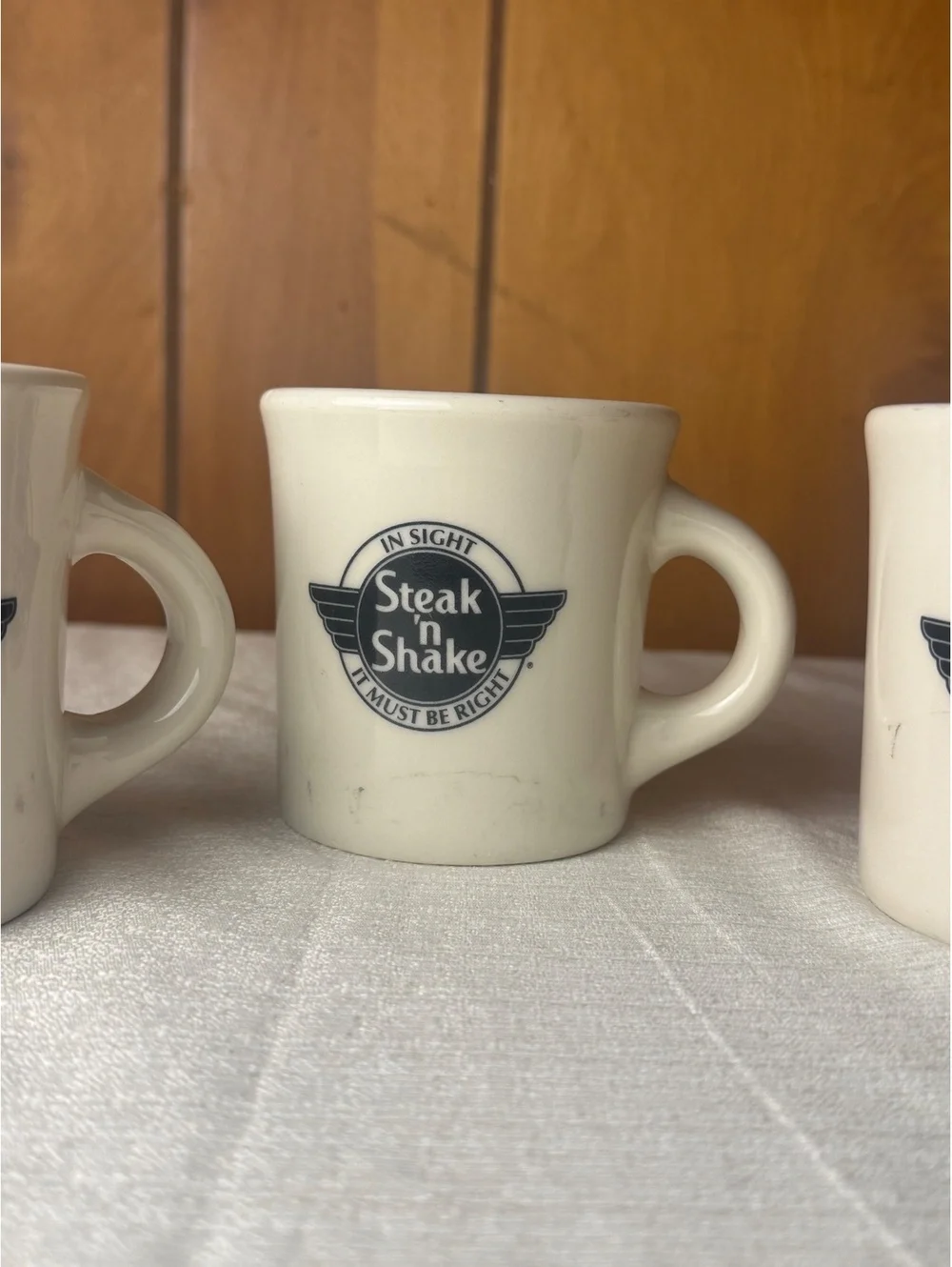 Vintage Steak ’n Shake Homer Laughlin Coffee Mugs Set of 3 Restaurant Diner Cups
