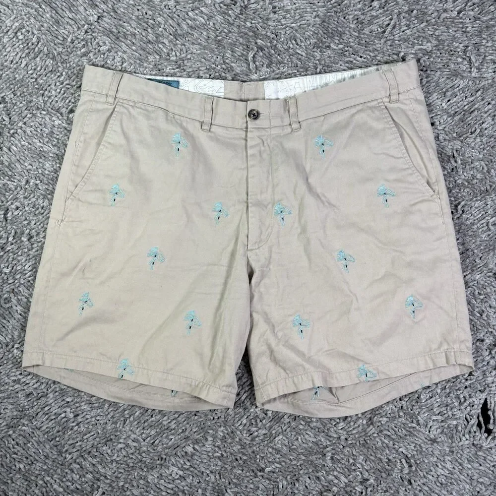 Castaway Nantucket Chino Shorts Mens 36 Embroidered Horses Beige Preppy Summer