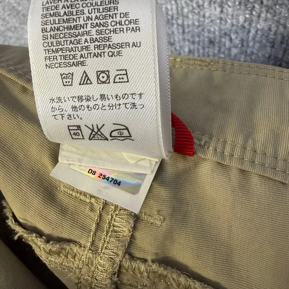 The North Face Mens Cargo Shorts L Tan Khaki Nylon Hiking Outdoor Elastic Waist