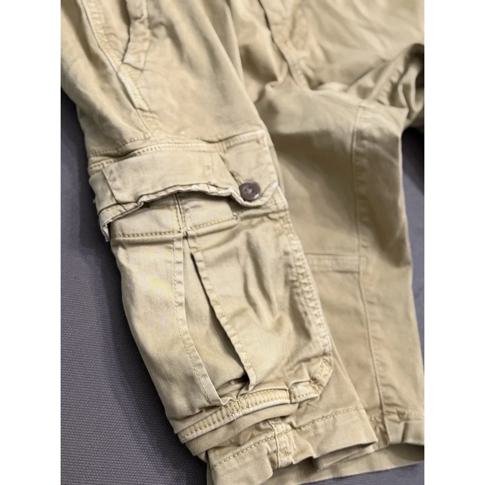 American Eagle Extreme Flex Cargo Shorts Mens 31 Tan Cotton Stretch Long Y2K