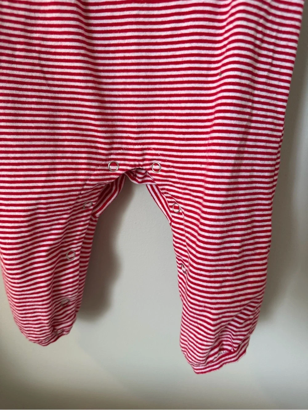 Stitchy Fish Unisex 6M Red White Stripe Rocket Appliqué Long Sleeve Romper