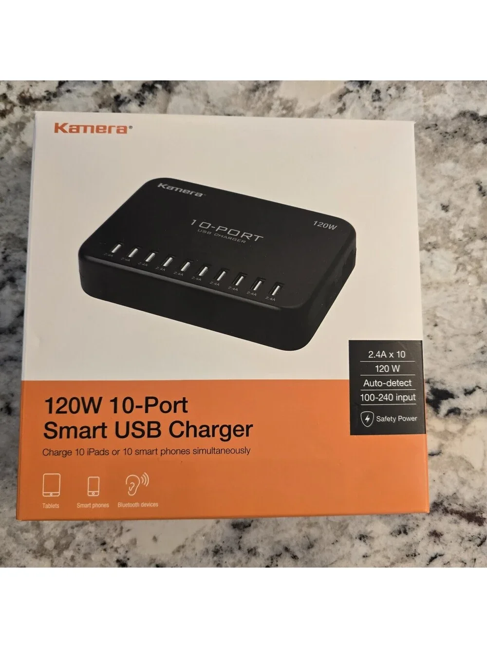 120W 10-Port USB Charging Hub for Tablets, Smart phones, accessories, etc.