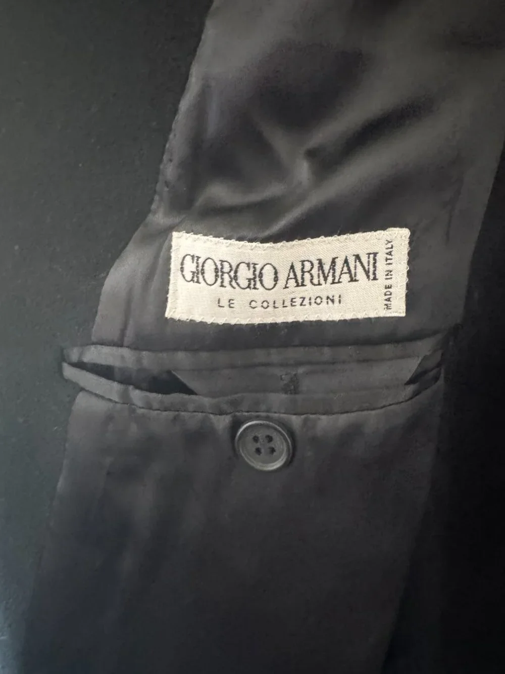 Giorgio Armani Le Collezioni Black Virgin Wool Overcoat Made In Italy Mens L