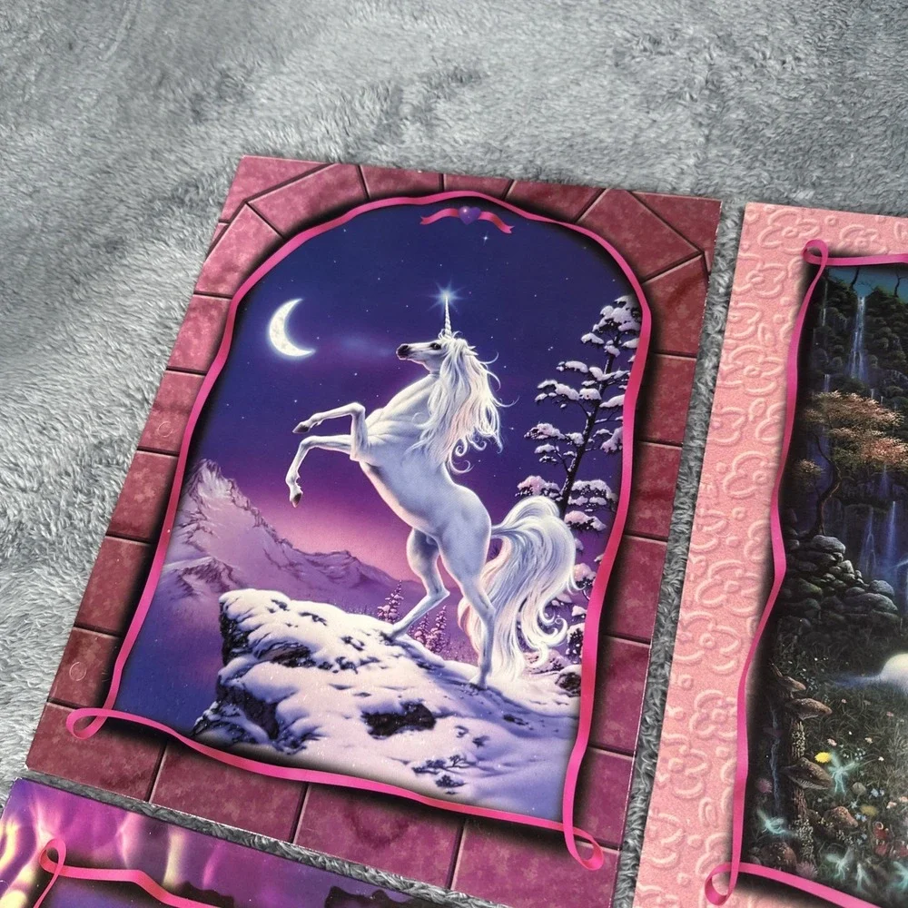 Lot Of 4 Vintage Y2K Unicorn Princess Folders Stuart Hall Swing Castle Unicorn