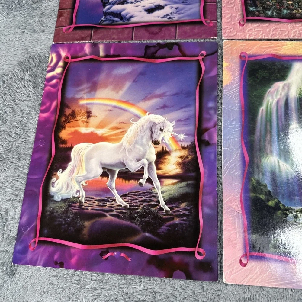 Lot Of 4 Vintage Y2K Unicorn Princess Folders Stuart Hall Swing Castle Unicorn