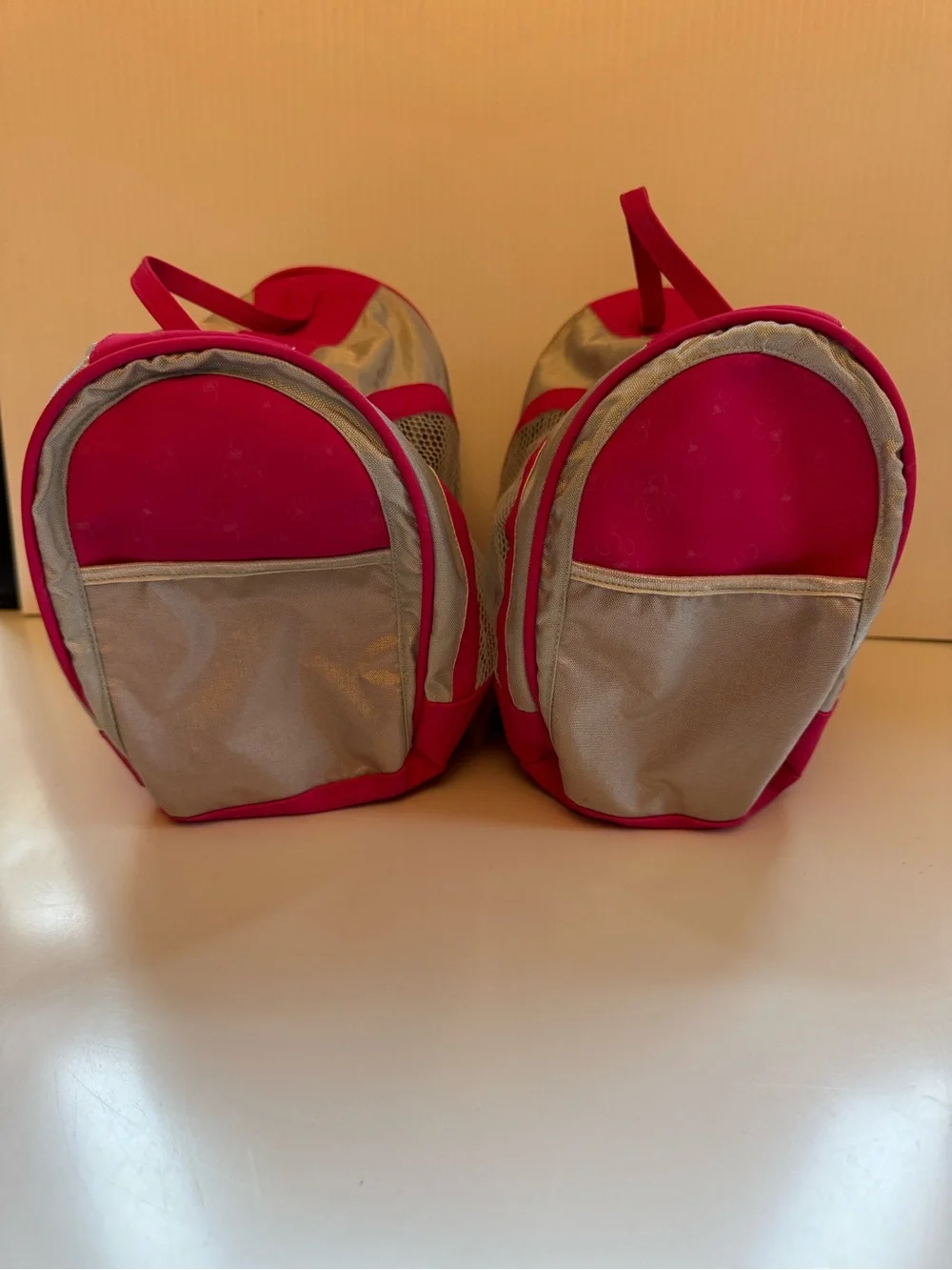 American Girl Doll Galaxy Dog Pet Travel Carry Case Pink Silver Mesh- Lot of 2