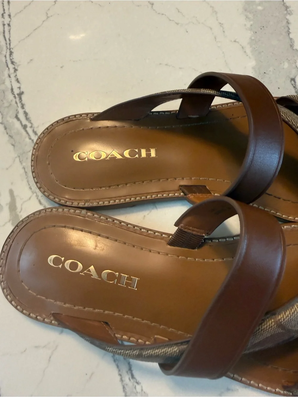 Coach brown slide
