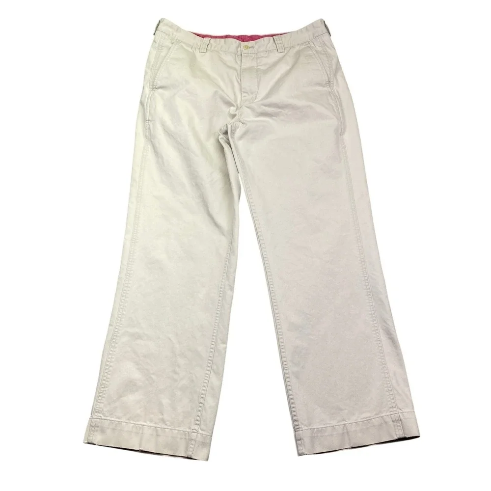 Vineyard Vines‎ Mens Breaker Pants Khaki Tan Straight Leg Chino Sz 34 Preppy