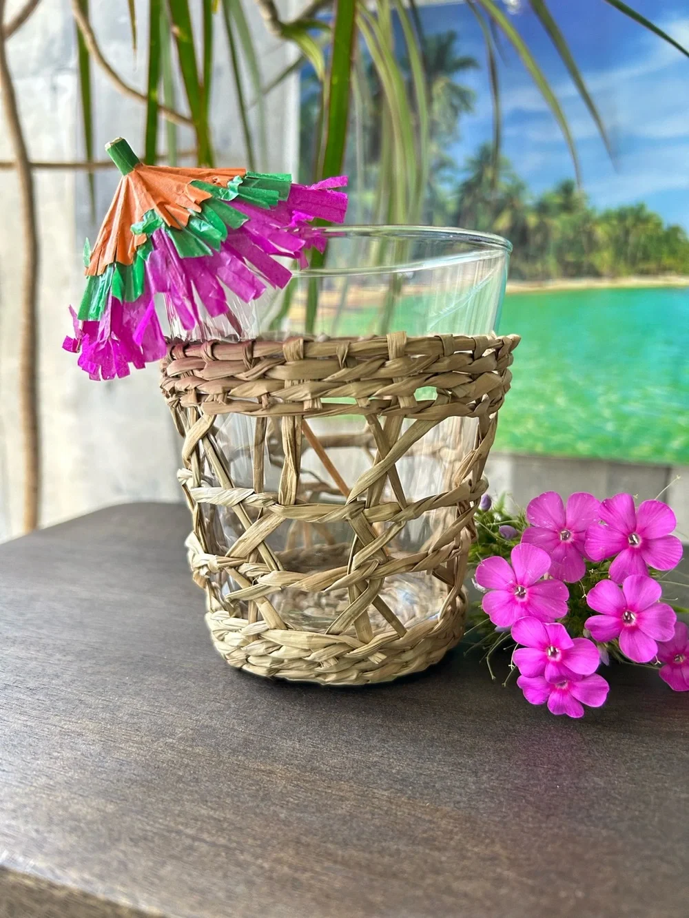 🌴Tropical Glass Tumblers w/Seagrass Wrap | Set of 2 | Threshold | Target