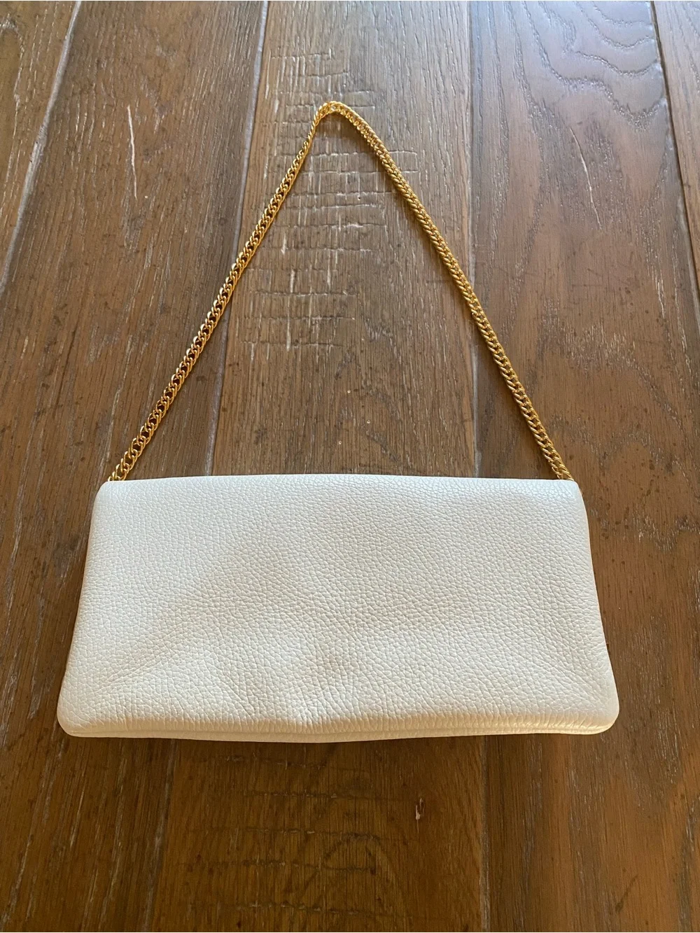 Laudi Vidni White leather bag with gold chain handle