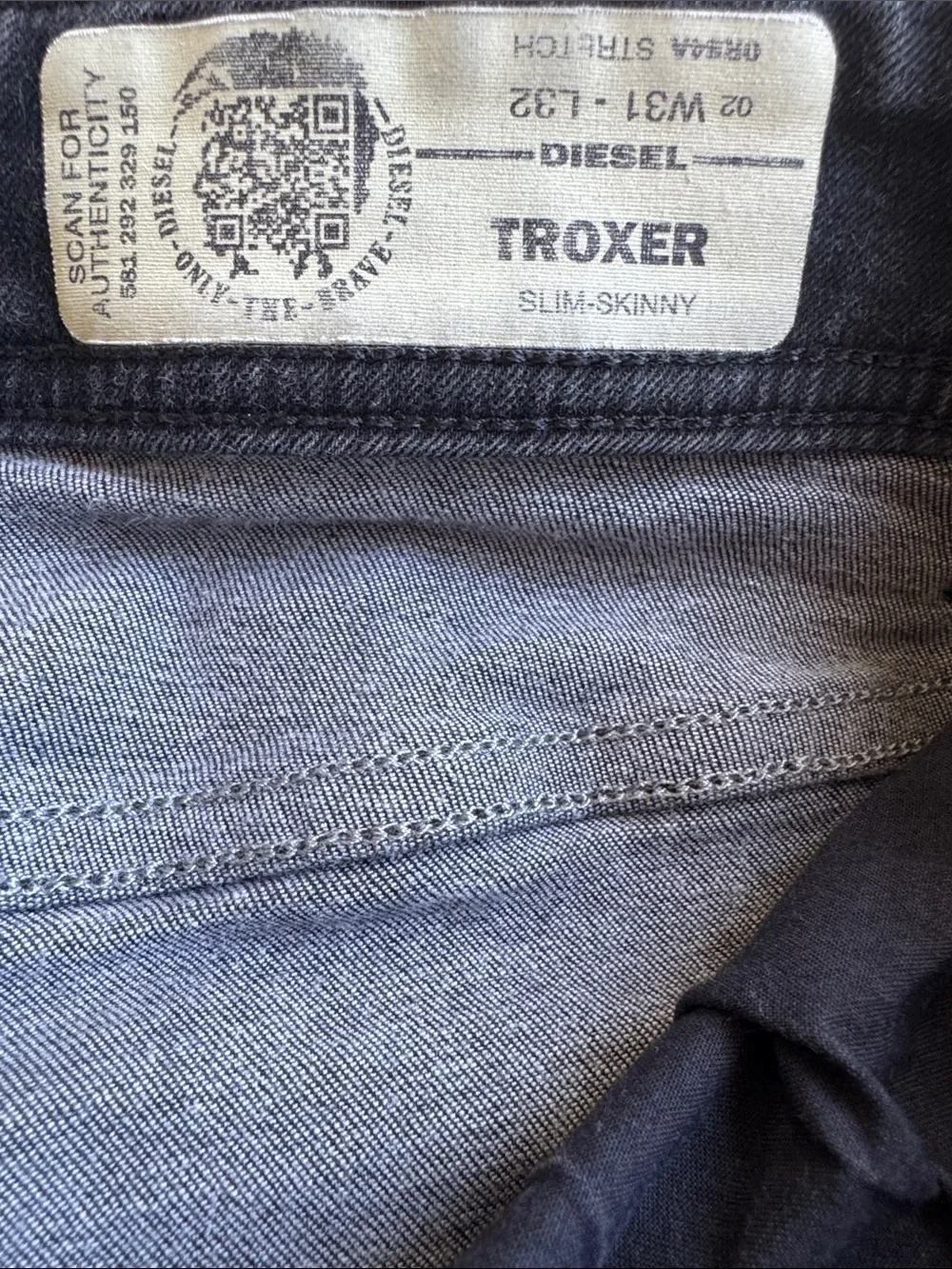 Diesel Troxer 31x32 Slim Skinny Jeans Men’s Black Dark Grey Stretch