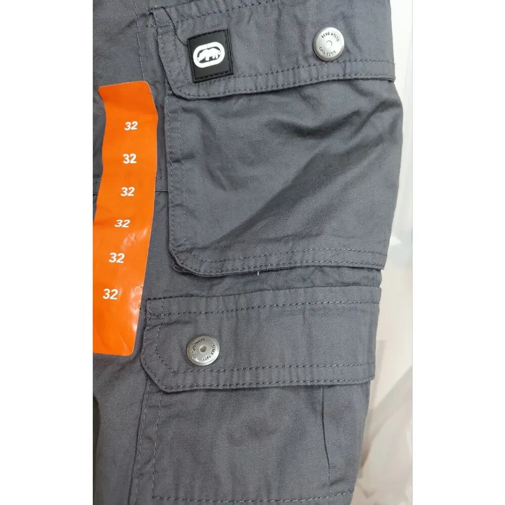 NWT Ecko Unltd Mens Belted Cargo Shorts Charcoal Grey 32 Cotton Twill Utility