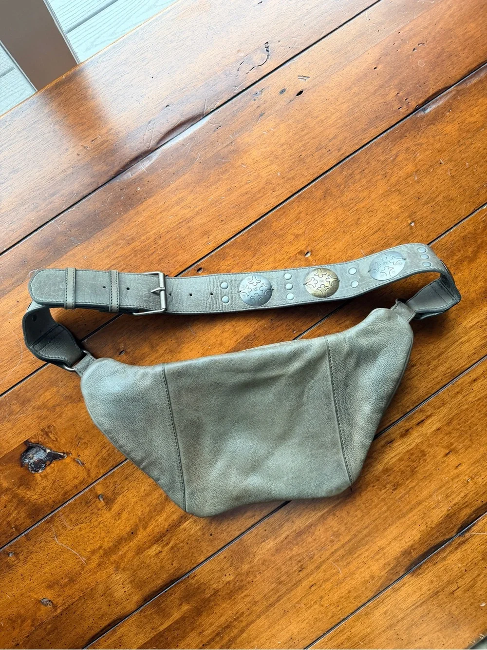 Free People Wilder Embellished Leather Sling Bag Crossbody Frozen Earth