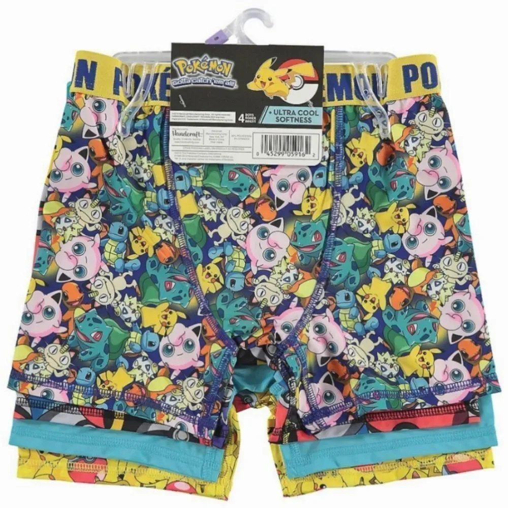 4 Pack Pokémon Boys Box Briefs Size 6