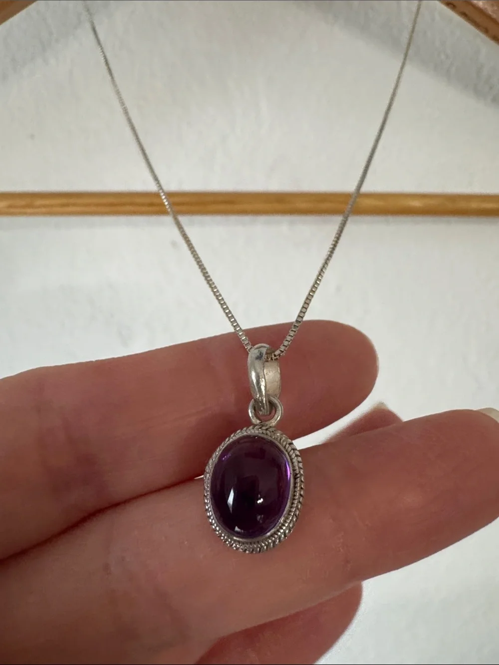 Sterling Amethyst Cabochon Necklace