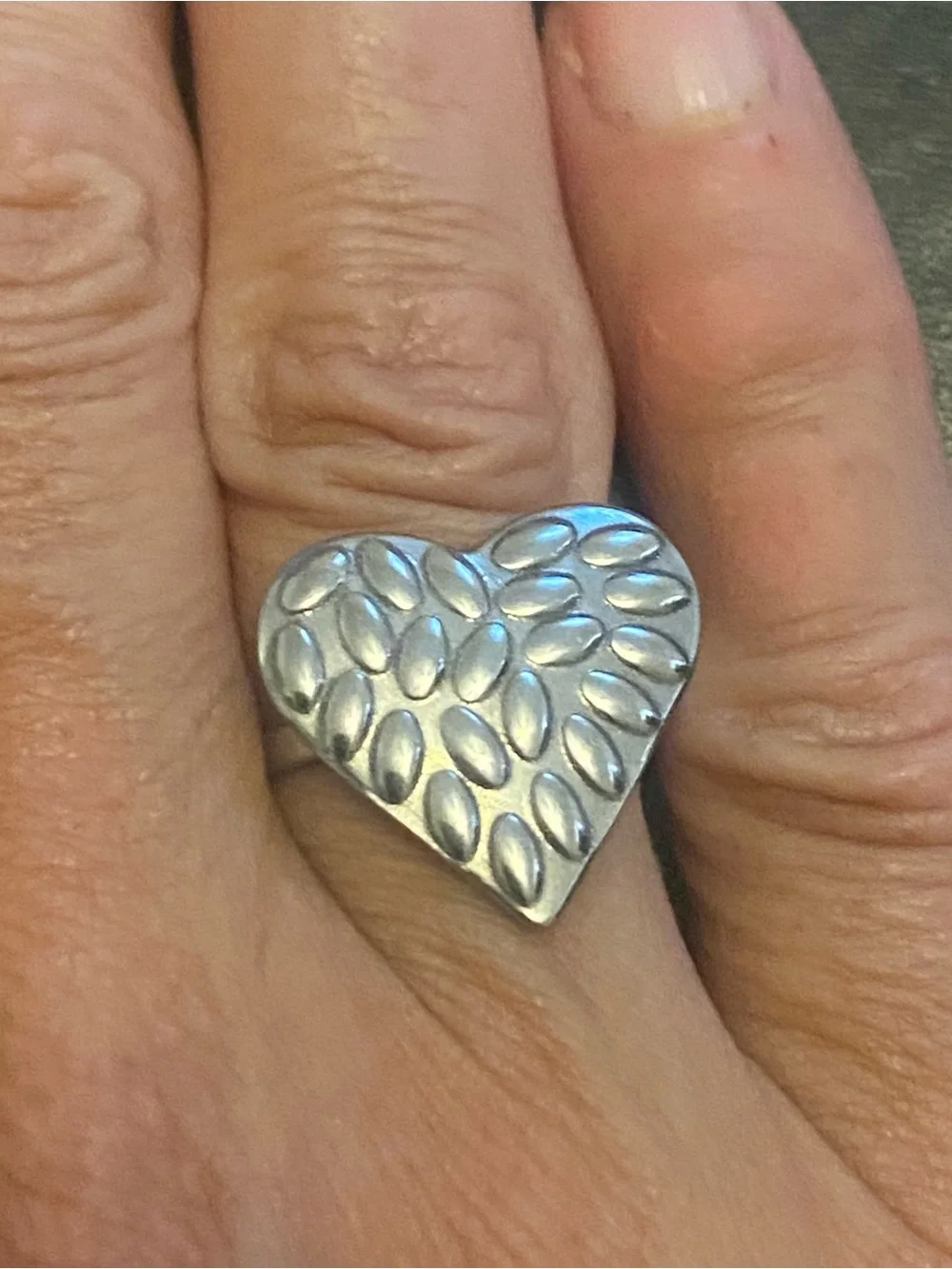 Size 8 1/2 Hypoallergenic Stainless Steel Heart  Ring NEW
