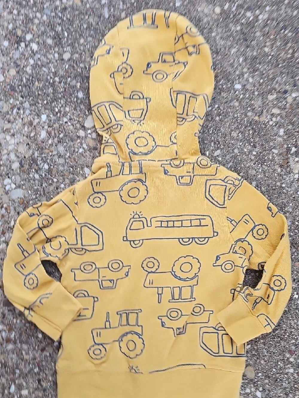 A Child Of Mine Carter's Baby Infant Hooded Mustard Yellow Sweater Trucks 3-6 mo