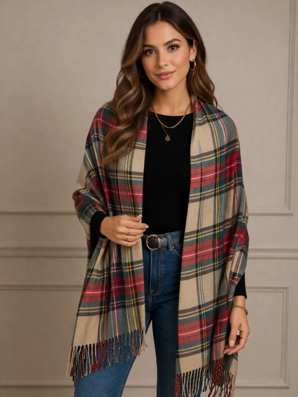Plaid Shawl Wrap Scarf