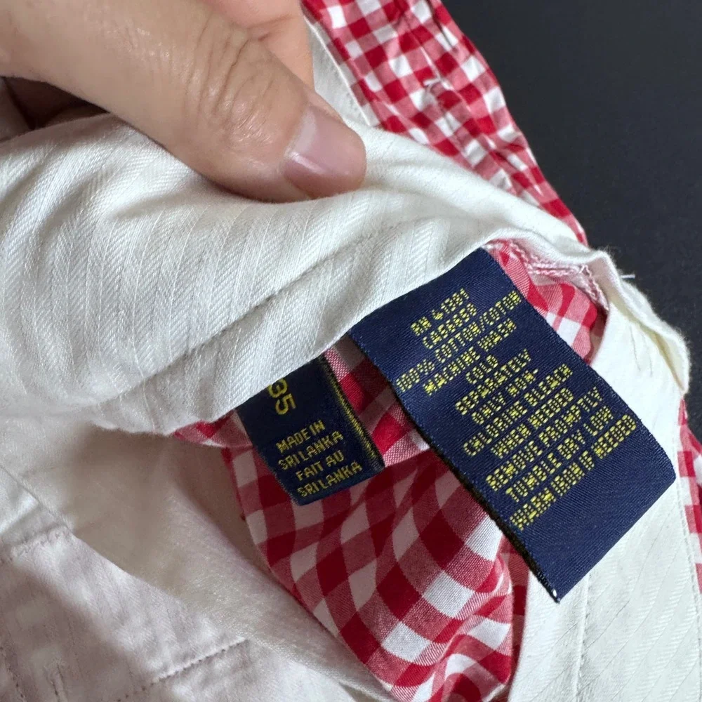 Polo Ralph Lauren Shorts Mens 35 Red White Gingham Cotton Chino Preppy