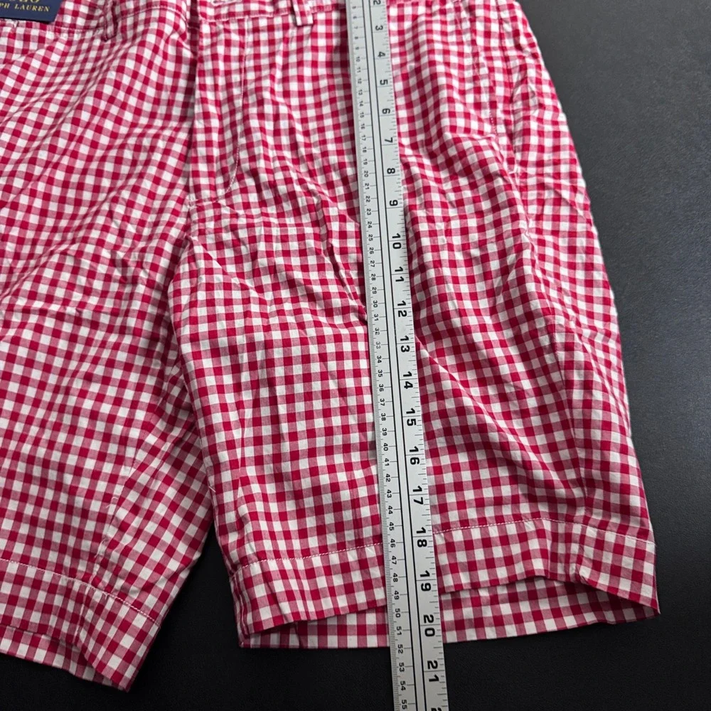 Polo Ralph Lauren Shorts Mens 35 Red White Gingham Cotton Chino Preppy