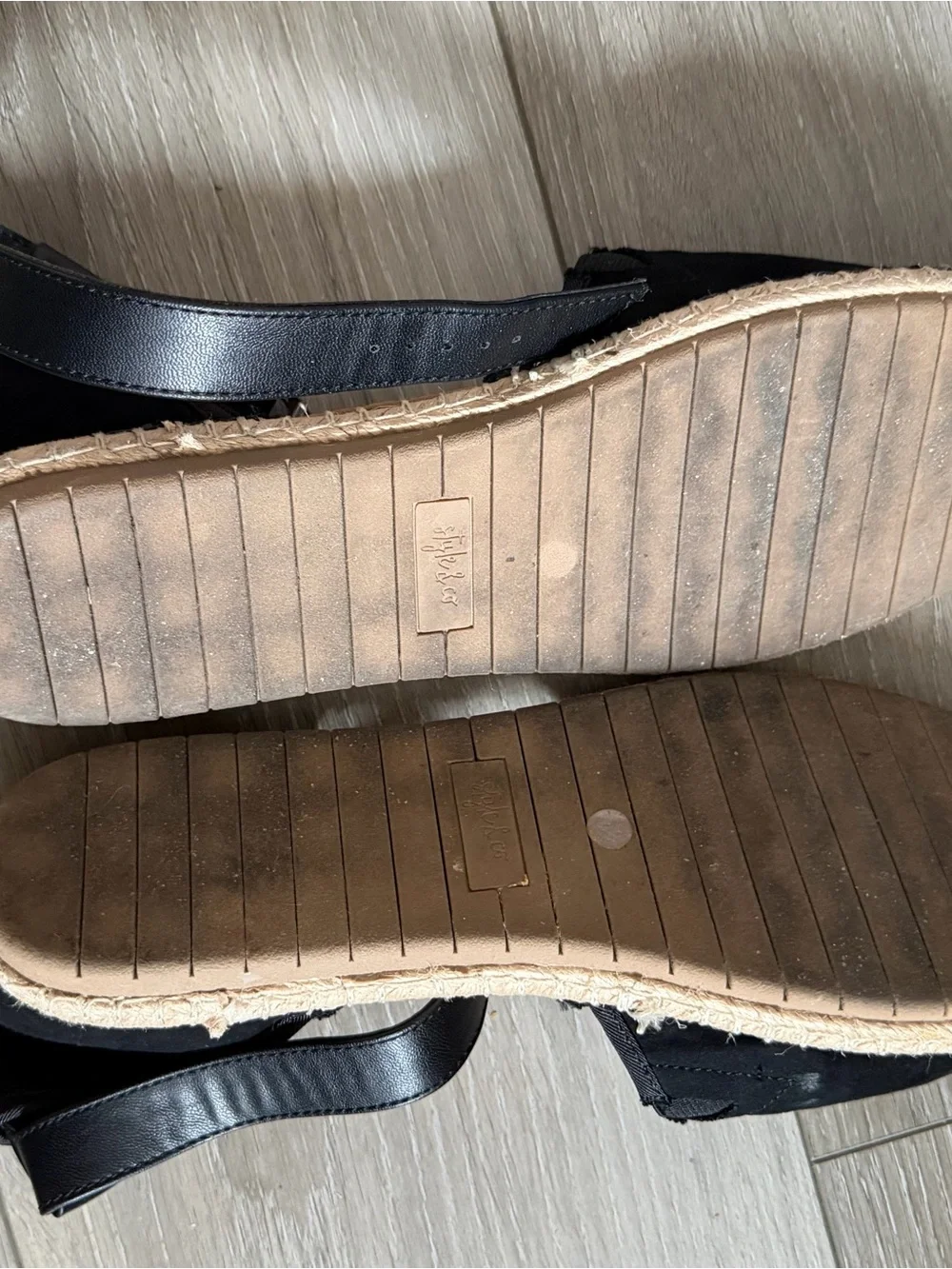 Black Espadrille Flat Sandals with Ankle Strap Sz 10