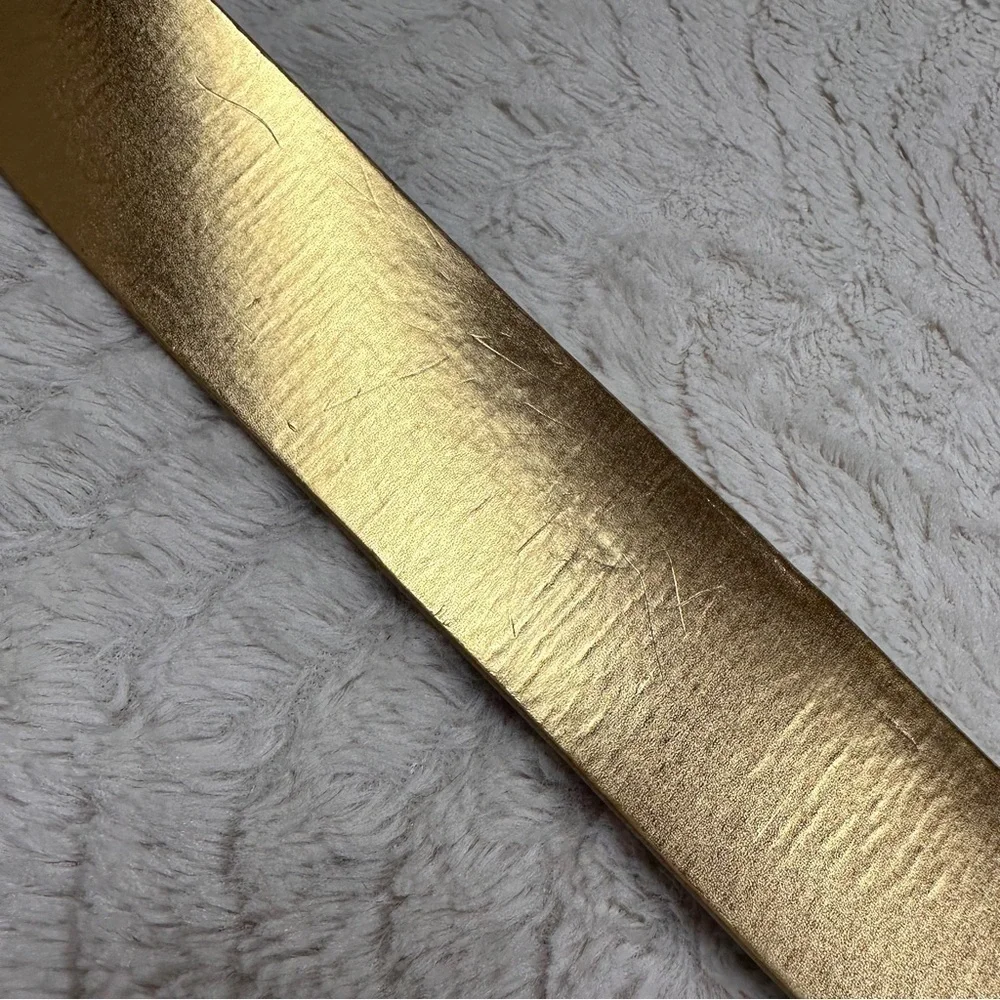Gary Majdell Gold Color Genuine Leather Belt, Square Holes, 39