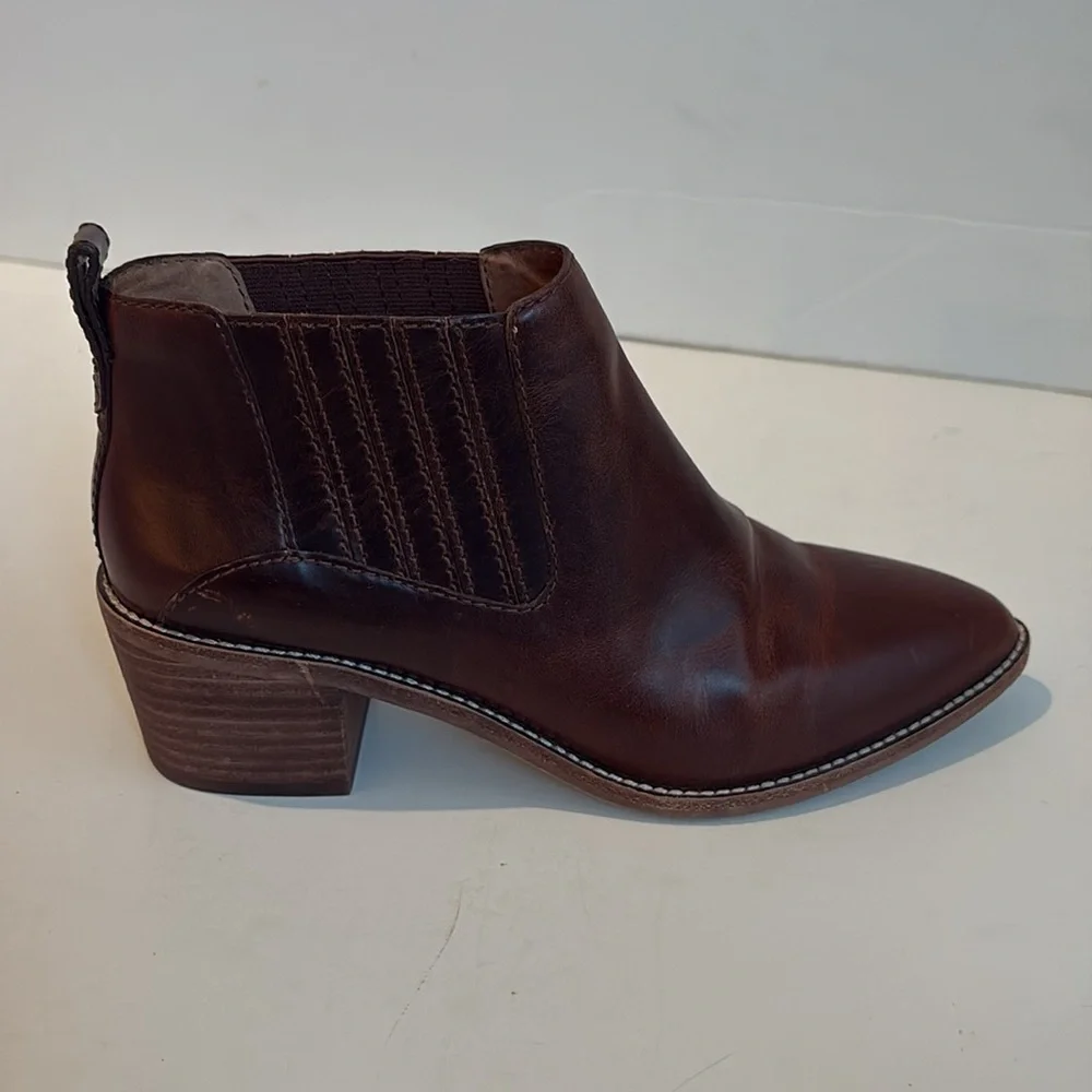 Madewell Bonham bootie ankle cowboy boots brown stacked heel size 7