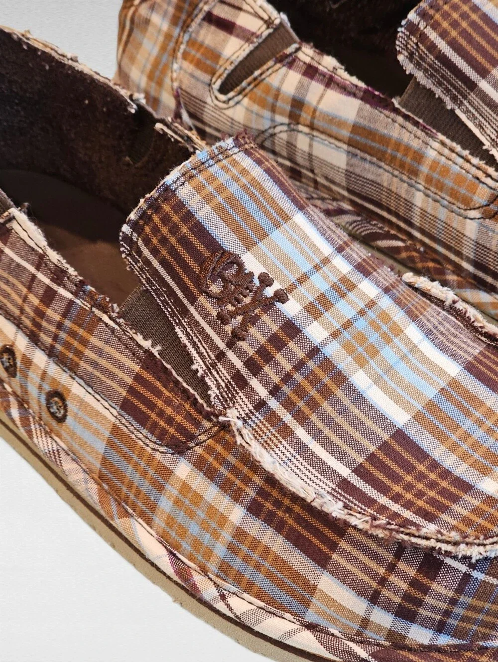 The Children's Place Brown and Beige Plaid Slip On Shoes Size 5