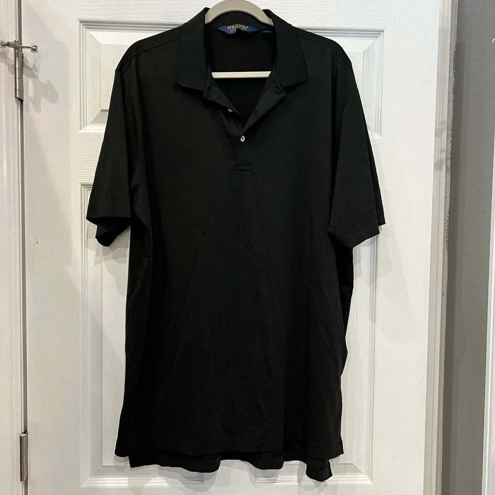 Polo Ralph Lauren Golf Polo Shirt Black Synthetic Performance Athletic XL