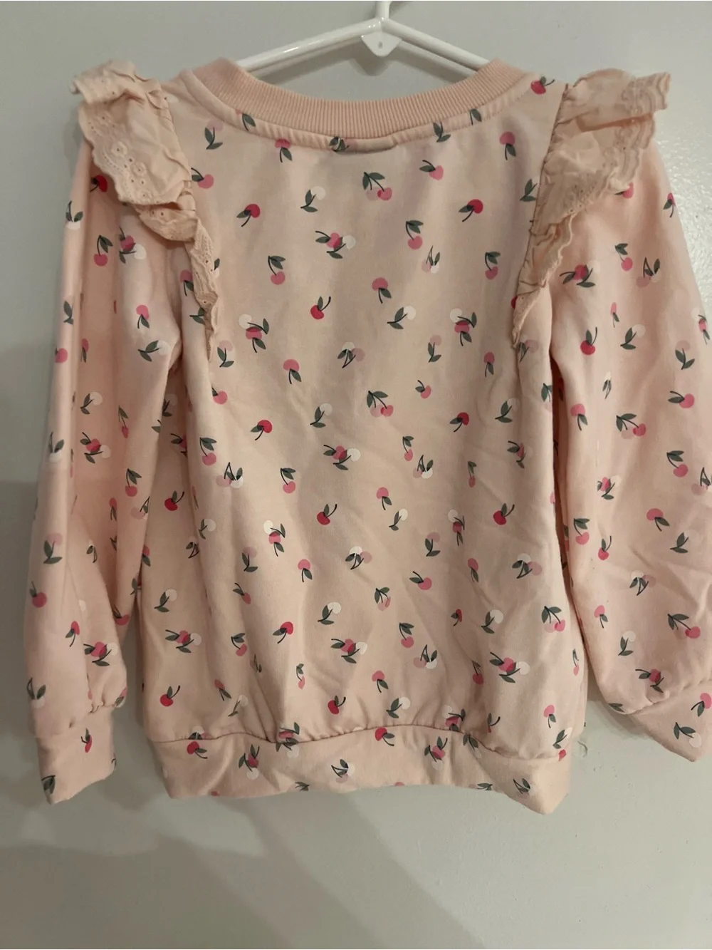 Cynthia Rowley Peach Ruffle Shoulder Floral Sweatshirt