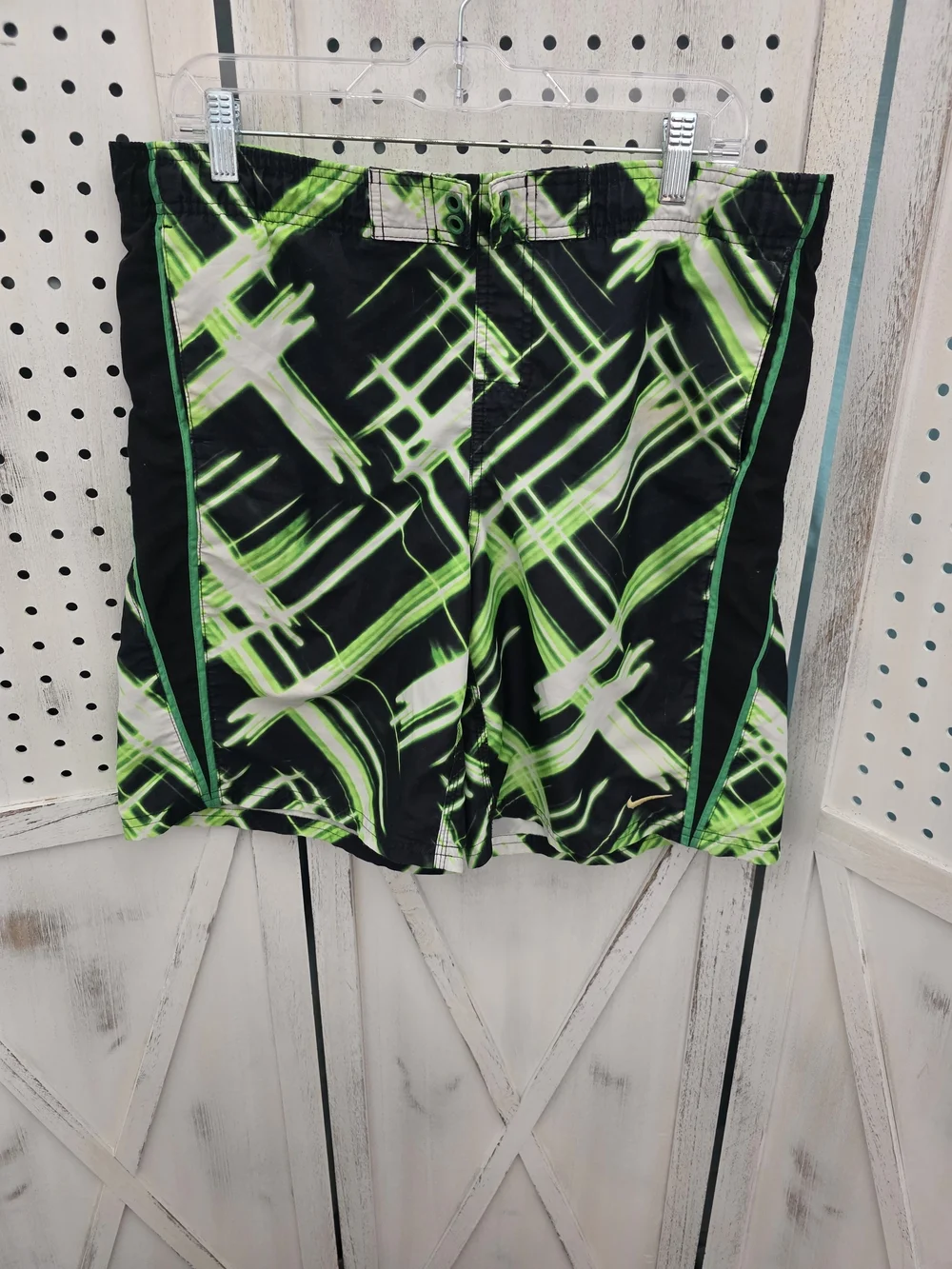 Nike Black & Neon Green Graphic Athletic Swimming Shorts