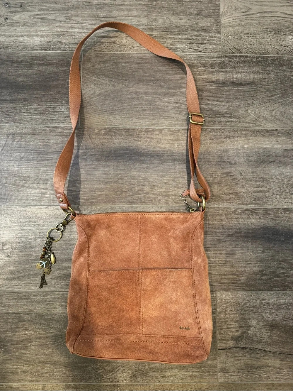 The Sak leather Suede feel Crossbody Shoulder Bag in Rust, new no tags