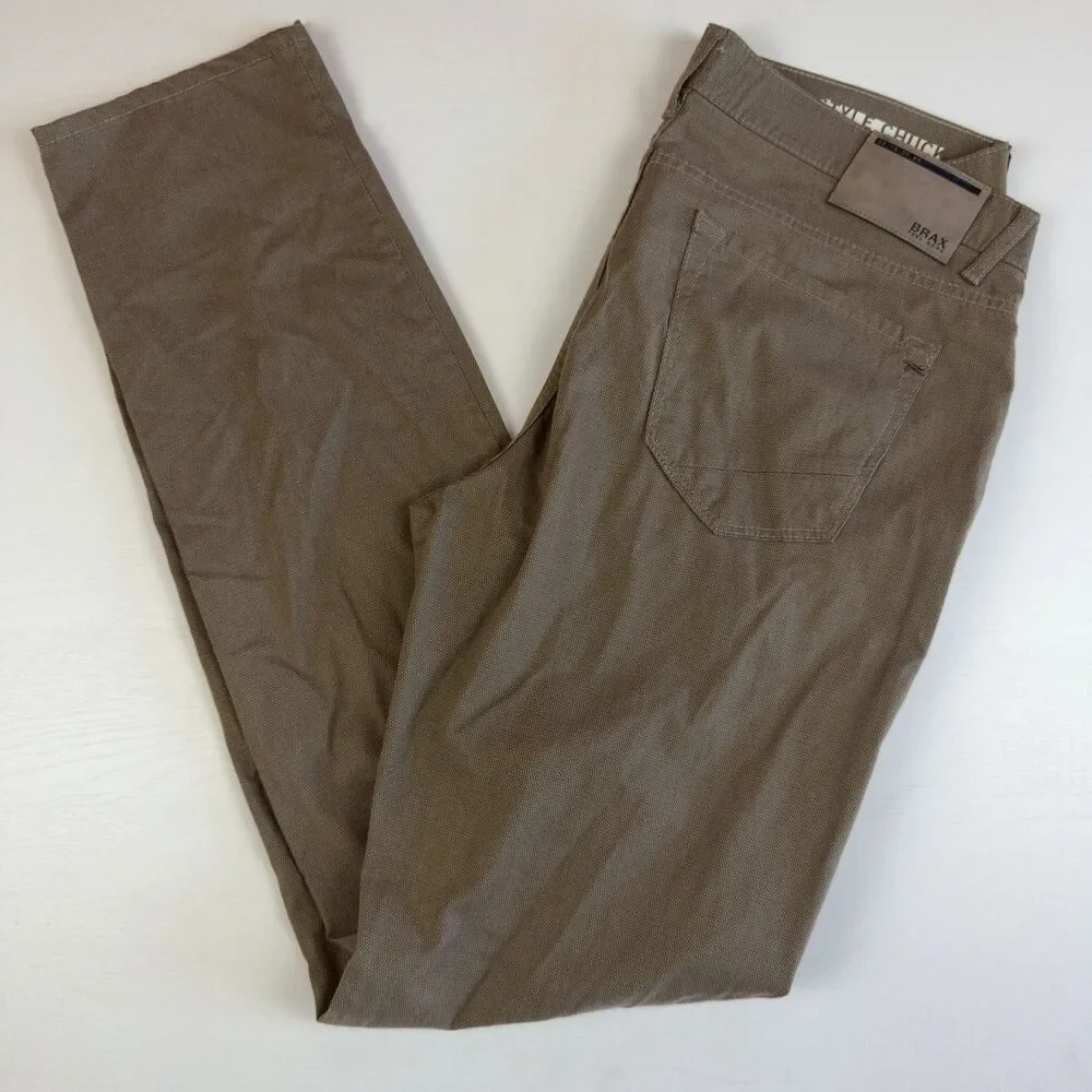 Brax Chuck Pants Stretch Men's 36W 35L Brown Chino Straight Woo, Look