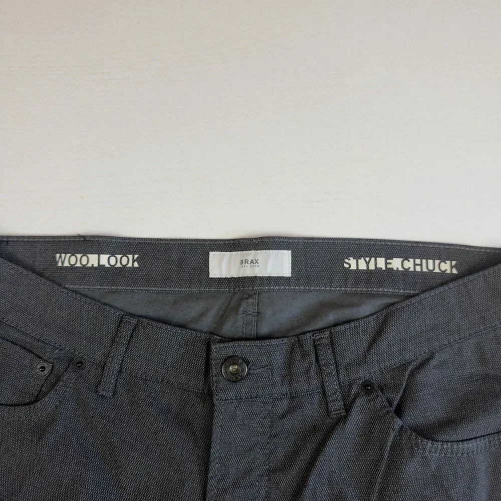 Brax Chuck Pants Stretch Mens 36W 34L Black Chino Straight Woo, Look