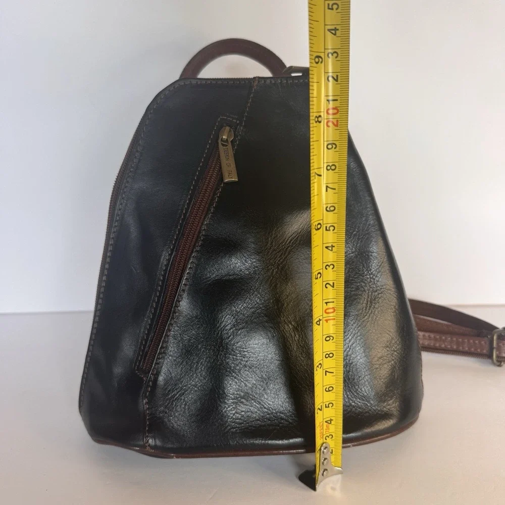 Italian Genuine Leather Top Handle Backpack Purse Brown Shoulder Bag Handbag