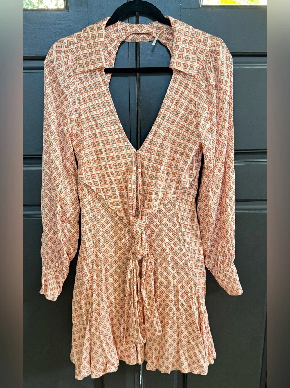 Free People It Takes Two Mini Dress Size Small Open Back Boho Geometric