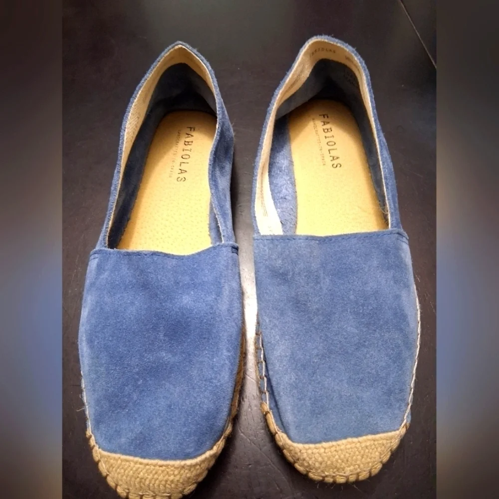 Fabíolas Blue Suede Espadrilles/Slip On's  Size 7.5 (38)