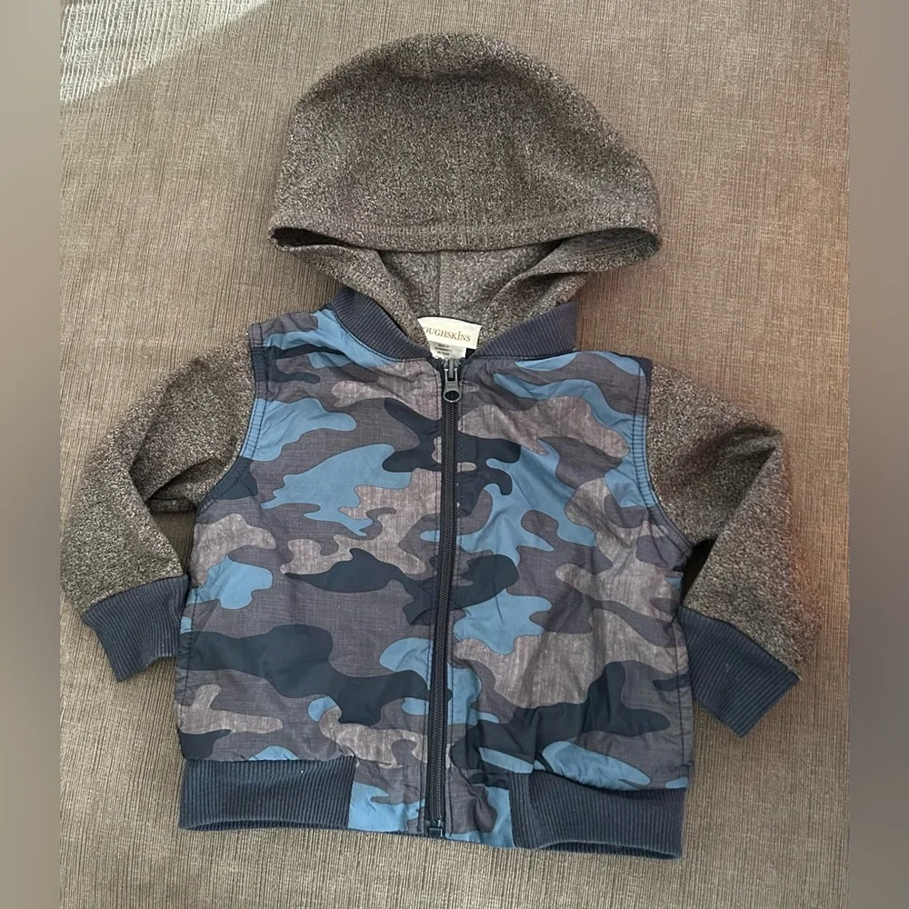 Toughskins Boys Jacket Sz 18 Mo Blue And Gray Camouflage fleece lined