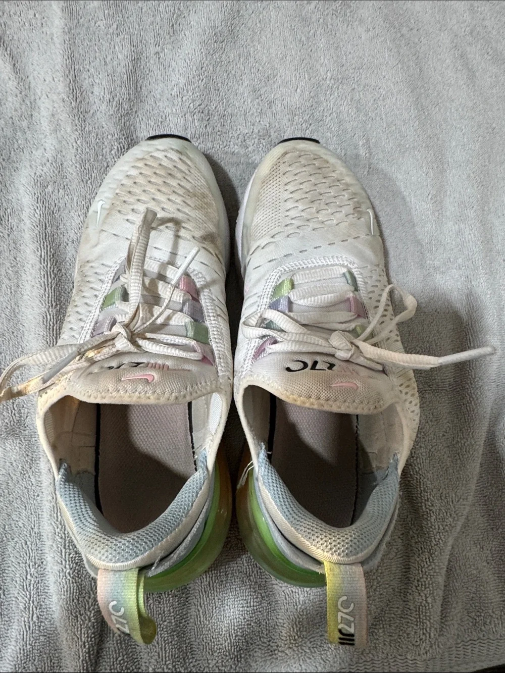 Nike Cream Sneakers with Pastel Pink, Green and Purple Accents