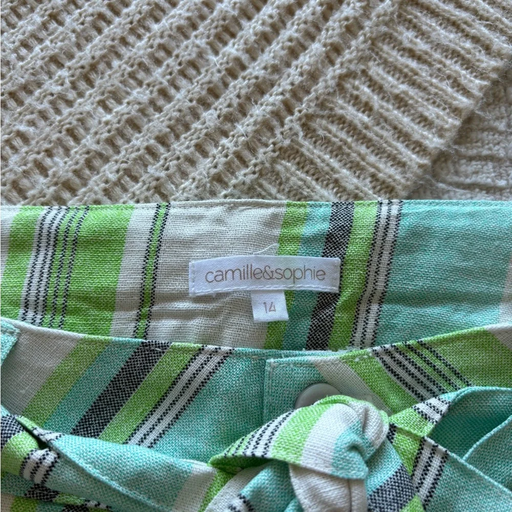 NWT Camille & Sophie Striped Paper Bag Shorts Girls