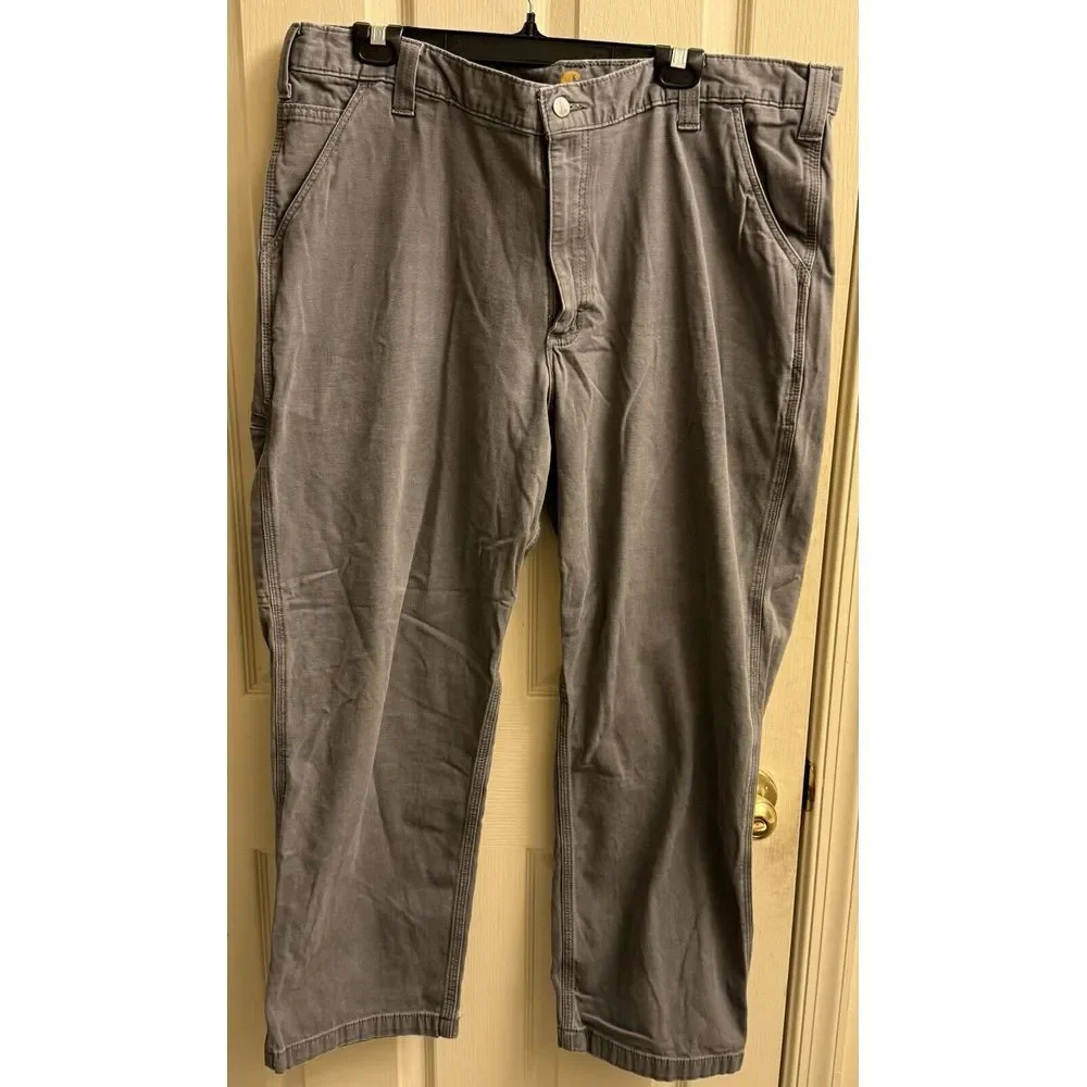 Carhartt Men's 40x30 Gray Relaxed Fit Rugged Flex Canvas‎ Work Pants Jeans