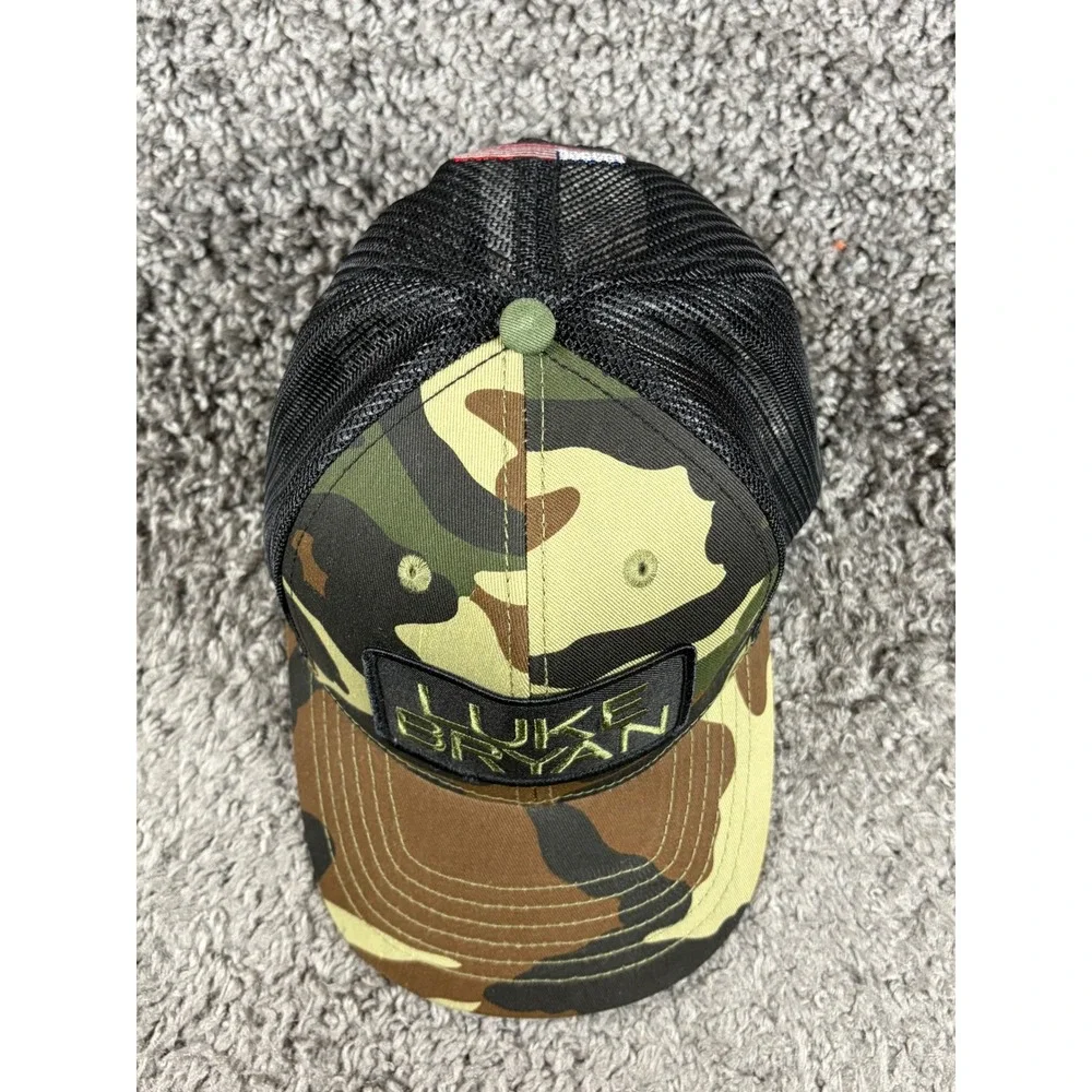 Luke Bryan Camo Trucker Hat Richards American Flag Snapback Cap Camouflage
