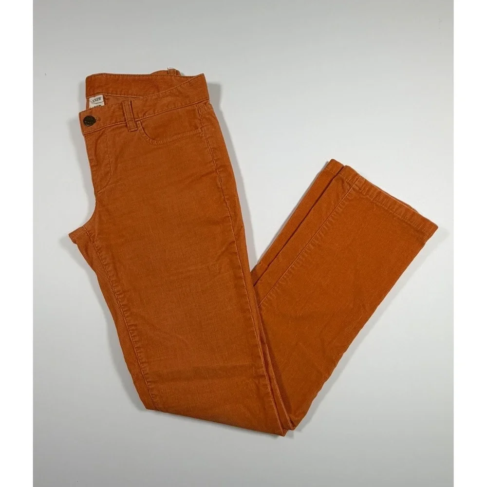 J.CREW Corduroy Pants Women's Sz 28R City Fit Orange Stretch