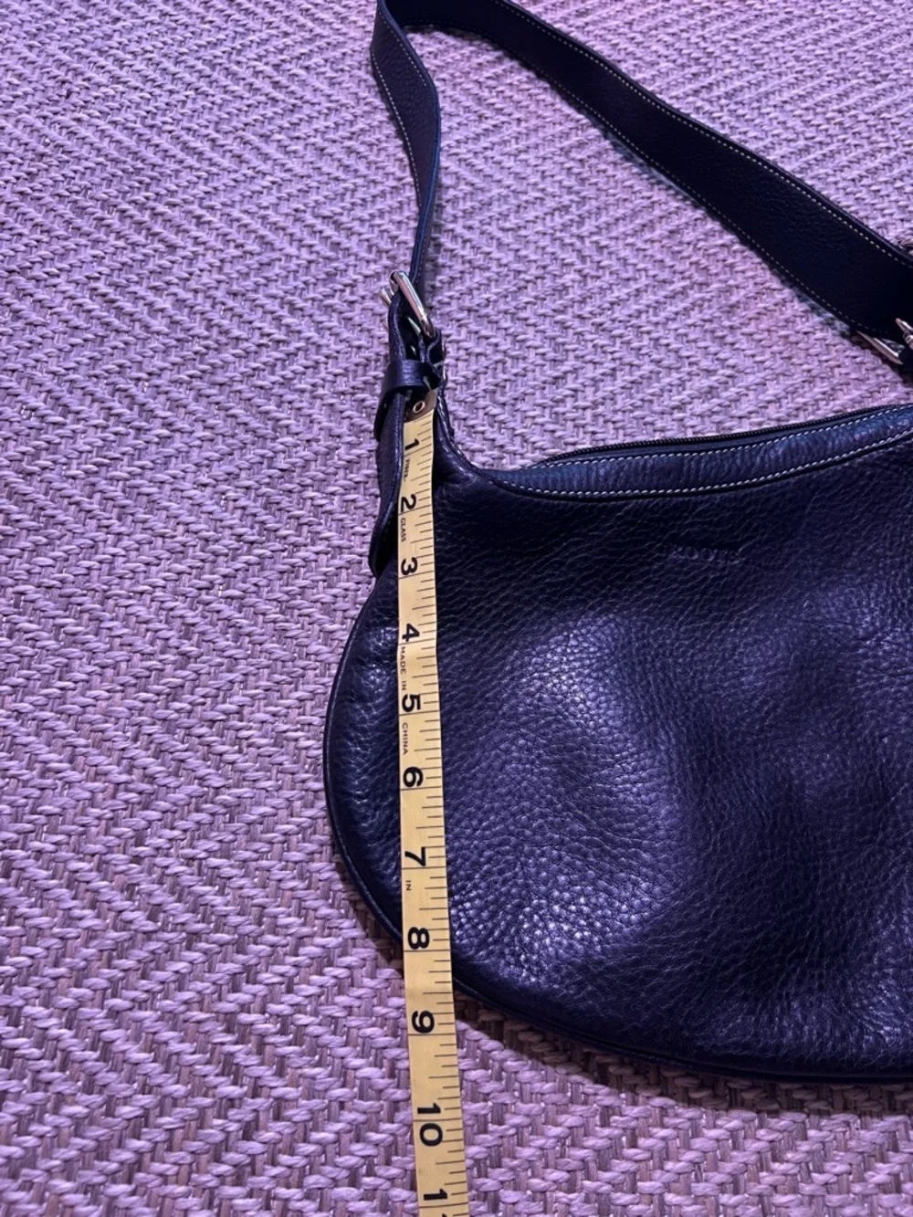 Roots Black Hobo Style Pebbled Leather Shoulder Bag