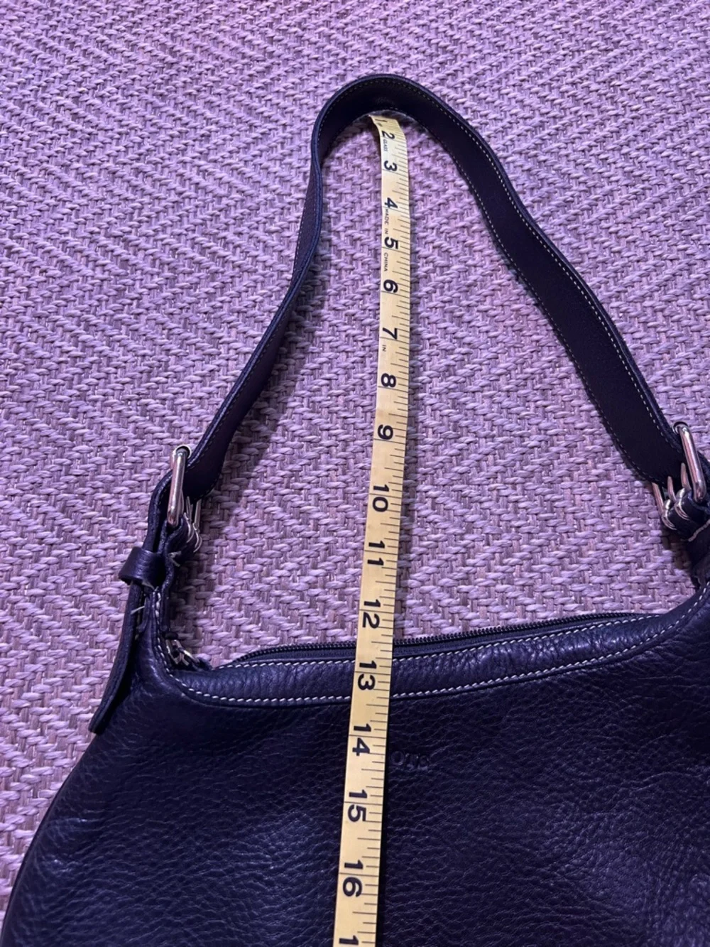 Roots Black Hobo Style Pebbled Leather Shoulder Bag
