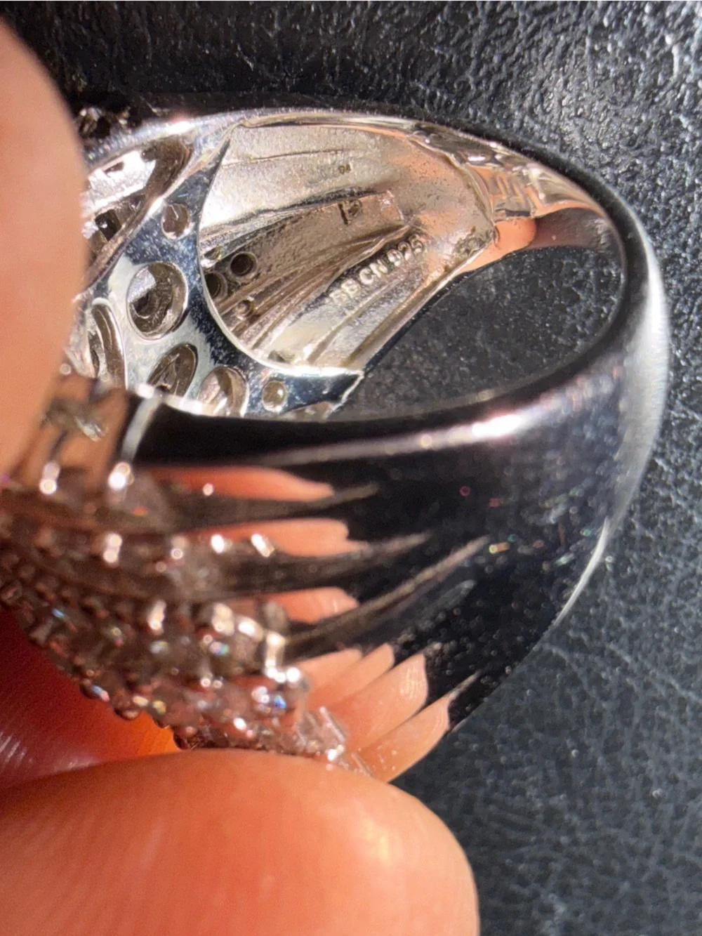 JTV Sterling Silver Multi-Row Diamond Stimulant/CZ Wide Band Ring Size 6