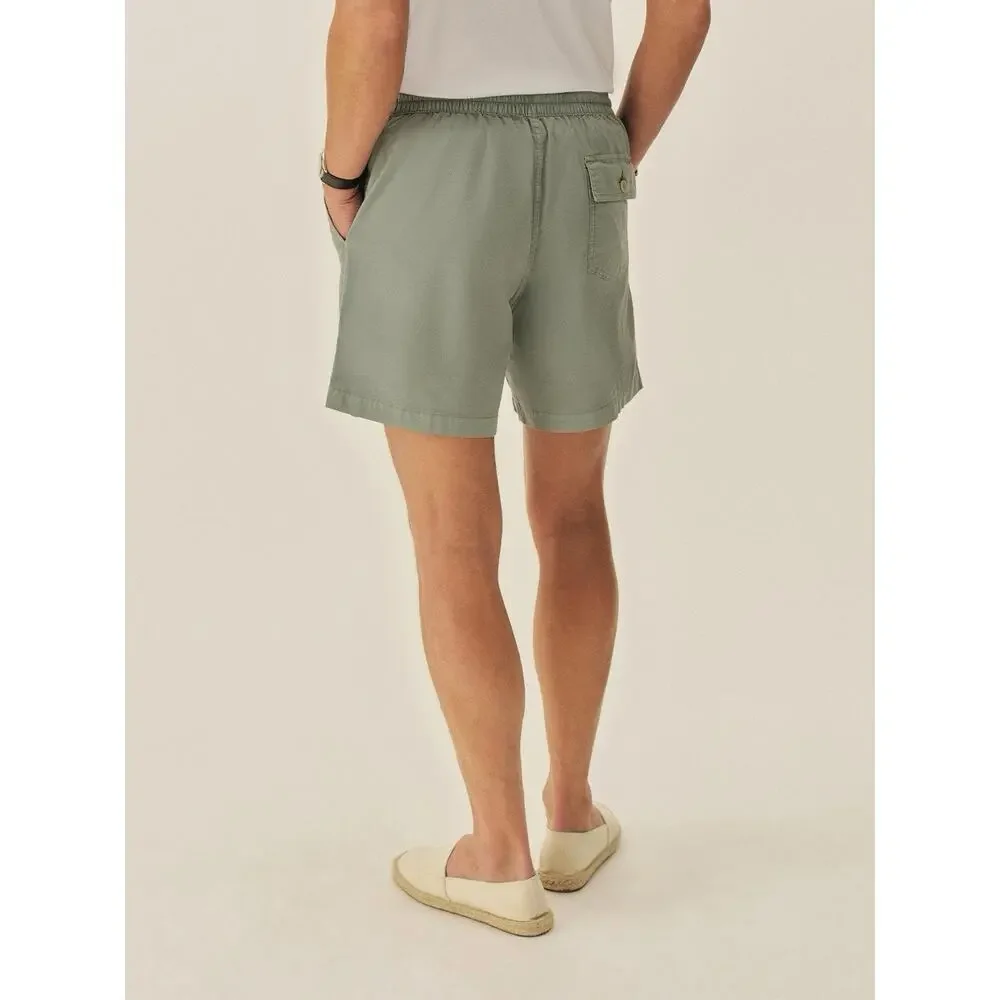 NWT buck mason faded concrete venice wash harbor cloth deck short Green L