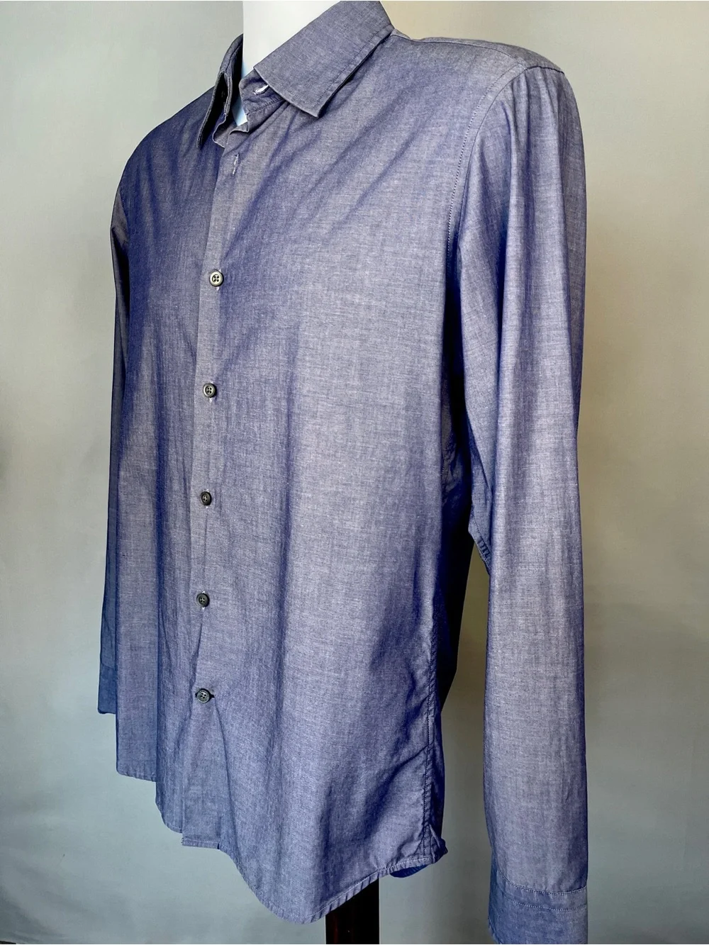 Banana Republic Men's Chambray Button-Up Slim Fit Shirt - Dark Blue Sz S