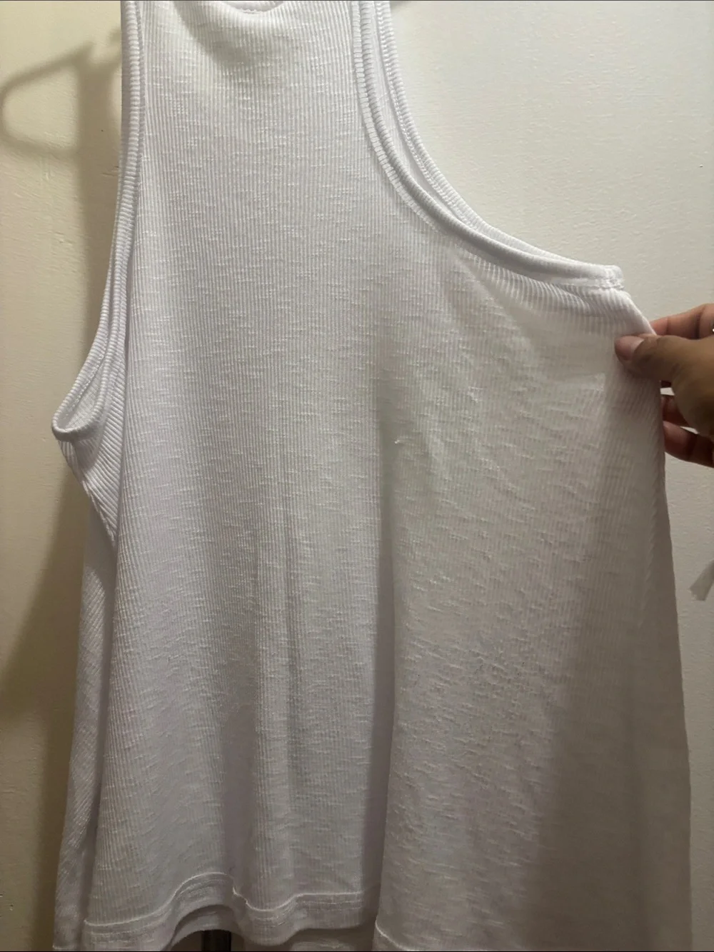 Free People White Ribbed Muscle Tank